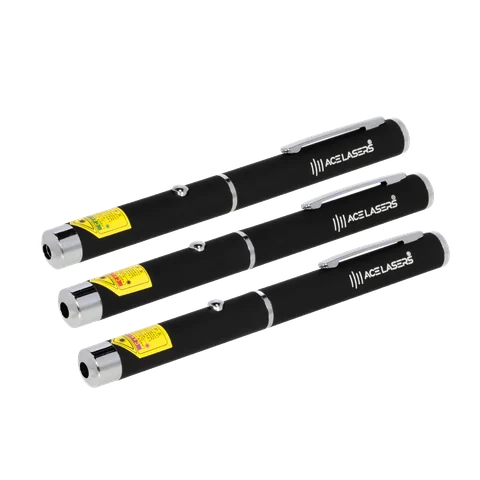 Set di tre puntatori laser ACE Lasers AG-1 verde, AR-1 rosso e AV-1 viola